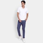 Men's Slim Fit Casual Trousers, मध्यम नीला, small image number null