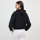 Women's Jet Black Hooded Relaxed Fit Sweatshirt, काला, small image number null