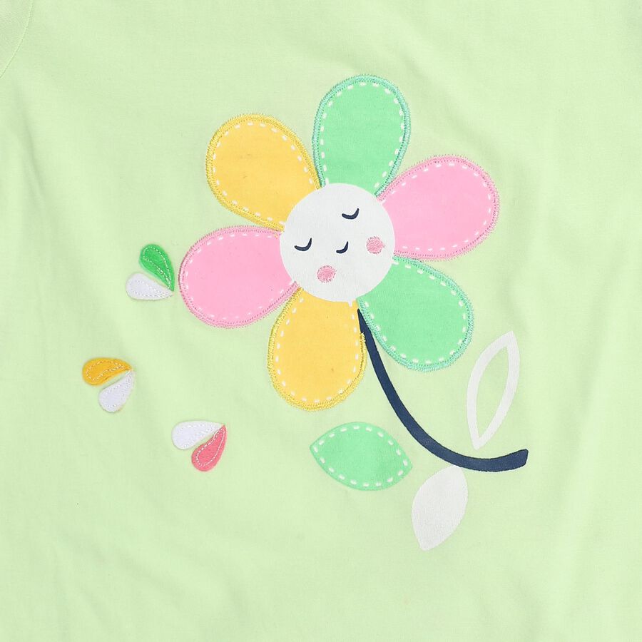 Infants' Pastel Green Cotton Puff Sleeve Top and Printed Skirt Set, Light Green, large