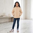 Girls' Pink Hooded Puffer Jacket, गुलाबी, small
