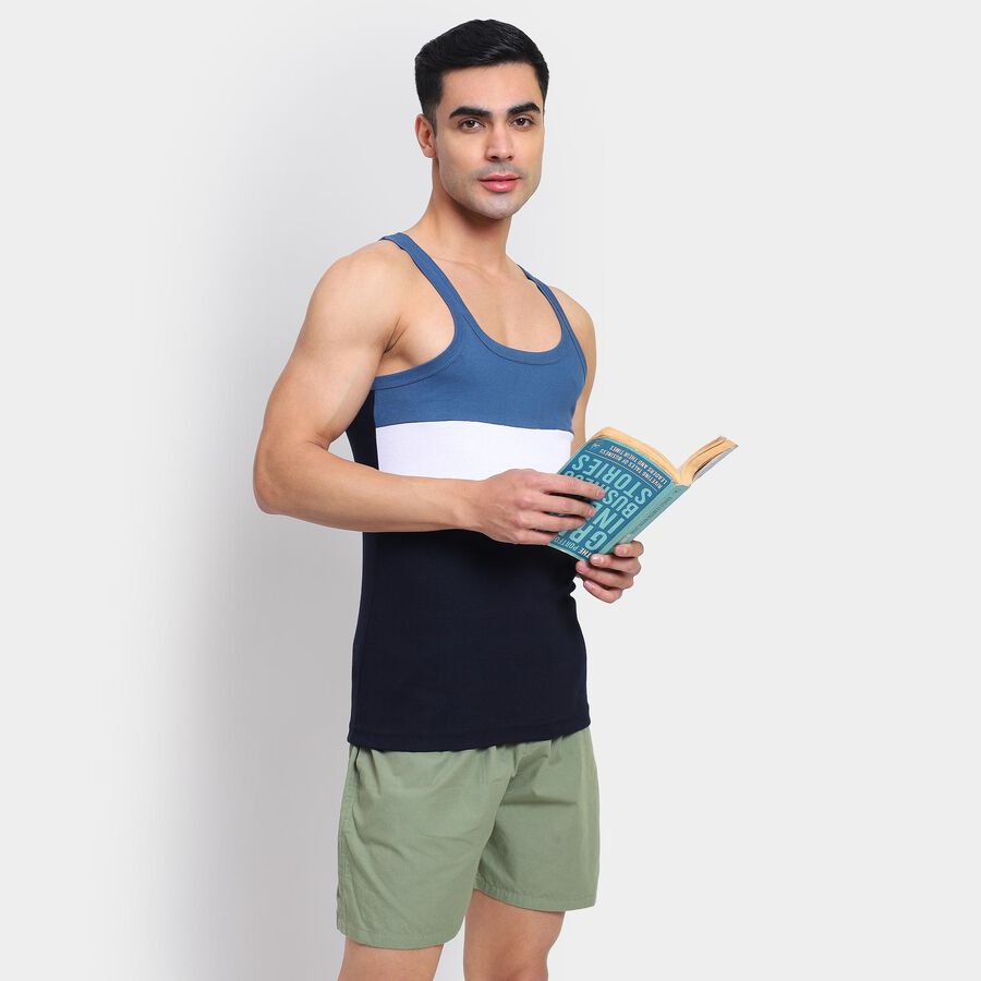 Men's 100% Cotton Gym T-Shirt , Mid Blue, large