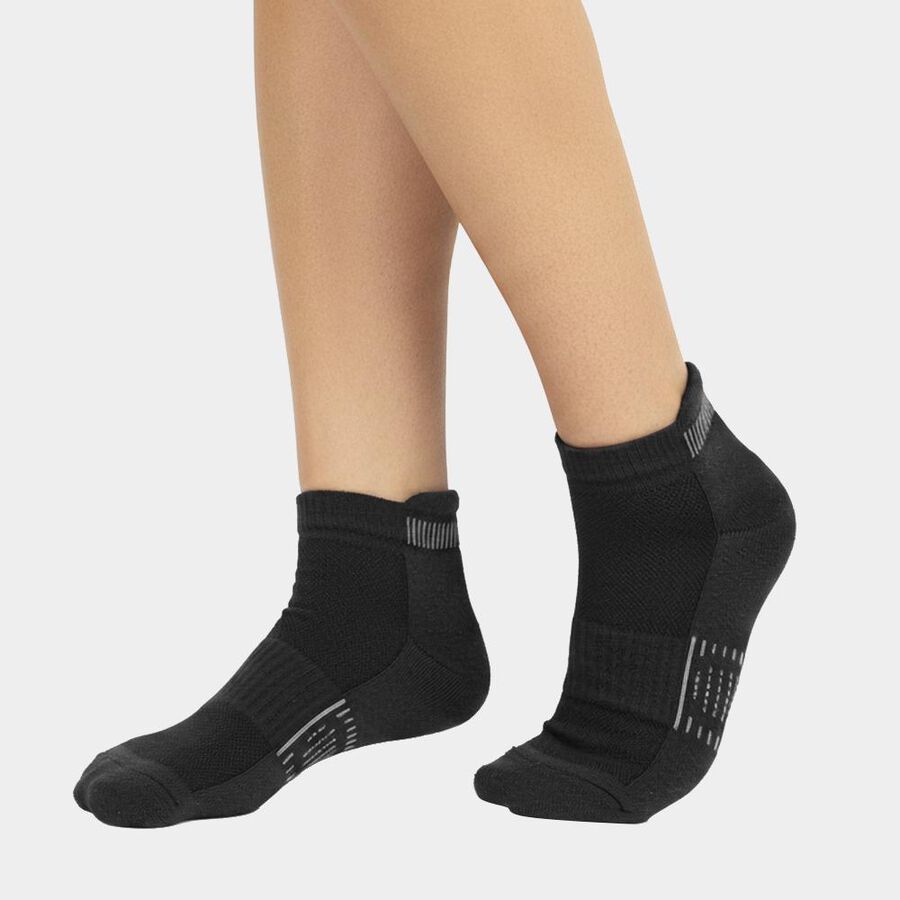 Men's Dark Navy Blue and Charcoal Black Regular Fit Ankle Length Socks Pack of 3, Melange Light Grey, large