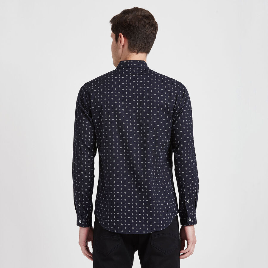 Cotton Printed Casual Shirt, Navy Blue, large image number null