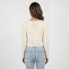 Women's White Cotton Blend Top, Off White, small