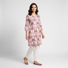 Women's Lilac Round Neck Printed Kurta, Lilac, small