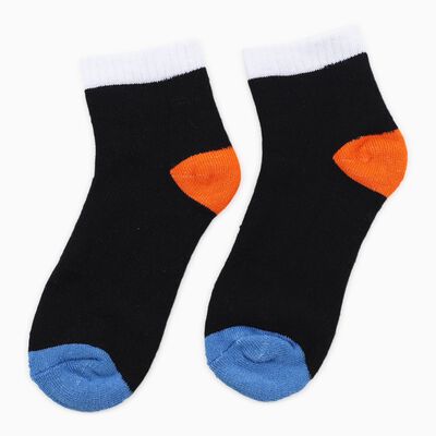 Women's Black Ankle-Length Color-Block Socks