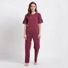 Cotton Printed Night Suit, Maroon, small image number null