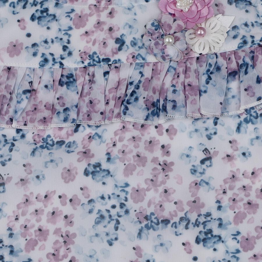 Girls' Lilac Floral Ruffle Sleeve Top and Skirt Set, Lilac, large