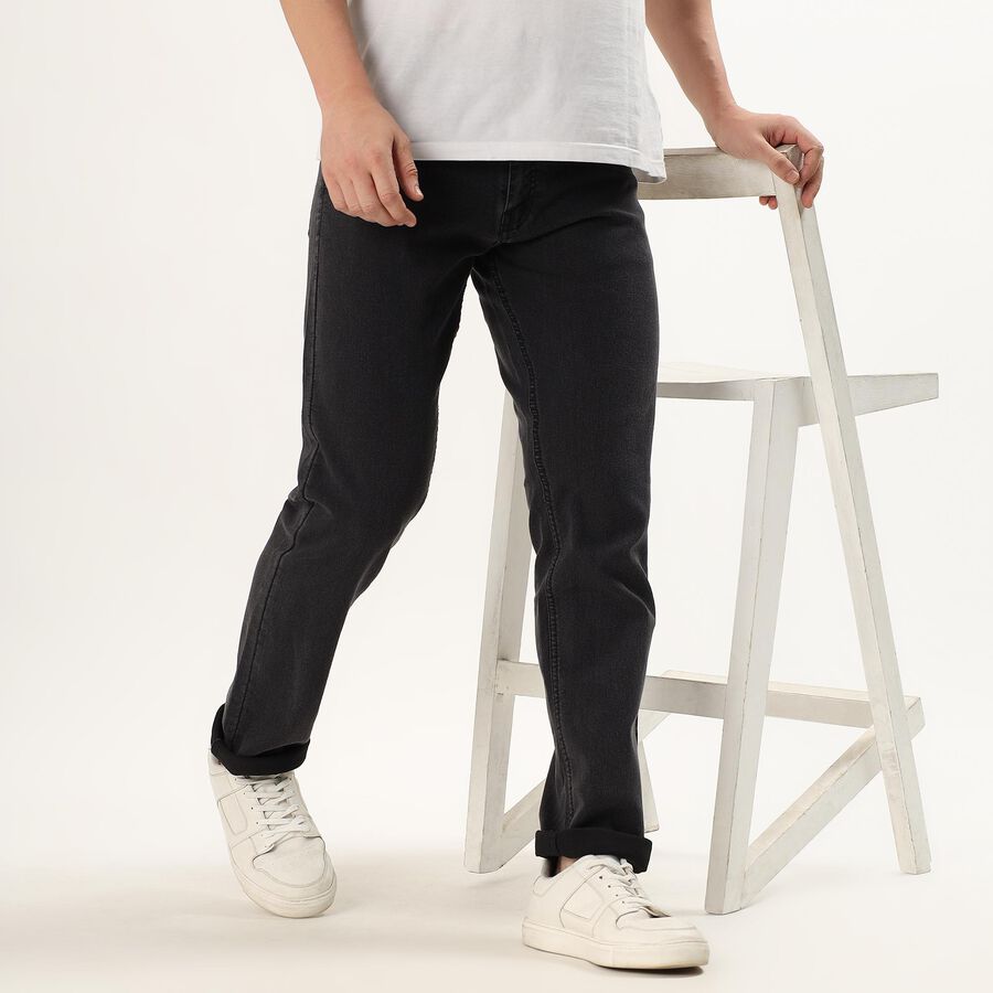 Men's Charcoal Black Slim Fit Five-Pocket Jeans, Dark Grey, large image number null