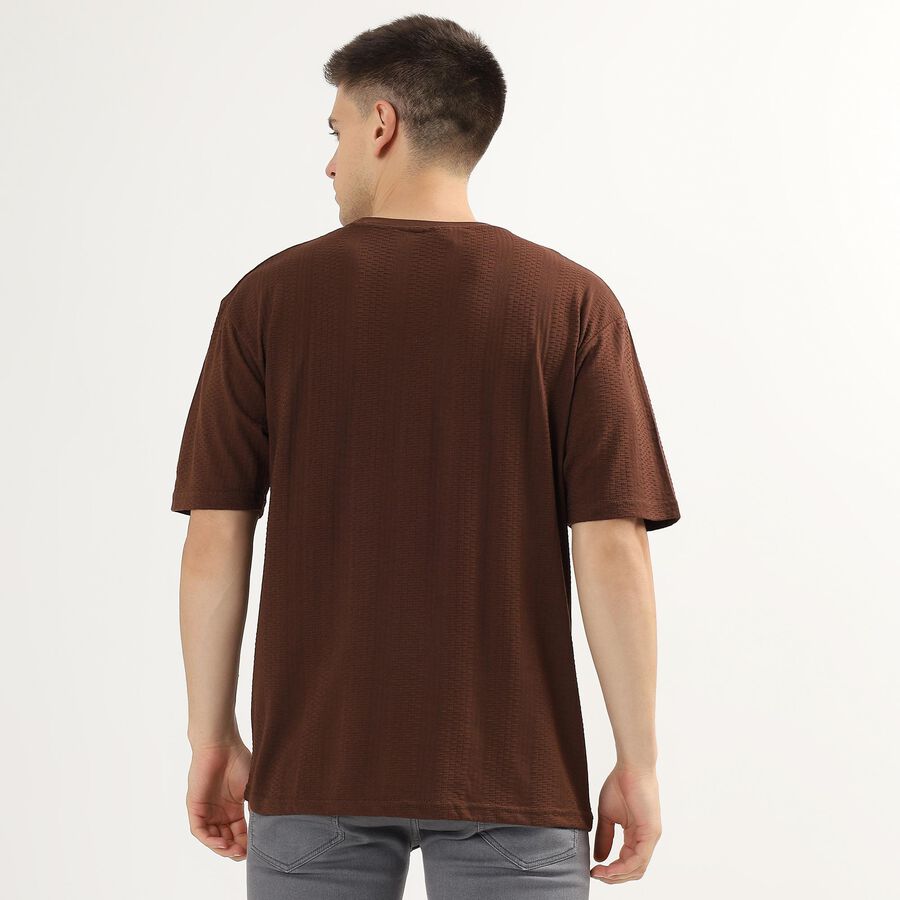 Men's Round Neck Half Sleeves T-Shirt, Brown, large image number null