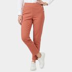 Women's Pink Straight Fit Button Detail Trousers, गुलाबी, small