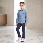 Boys Light Blue Long Sleeves Hooded Shirt, Light Blue, small