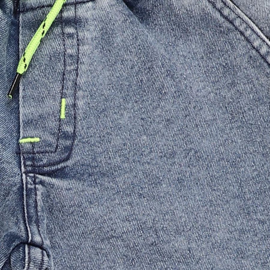 Boys' Stonewashed Blue Cargo Jogger Jeans, मध्यम नीला, large image number null