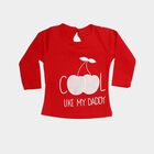 Infants Red Cotton Round Neck Regular T-Shirt, Red, small
