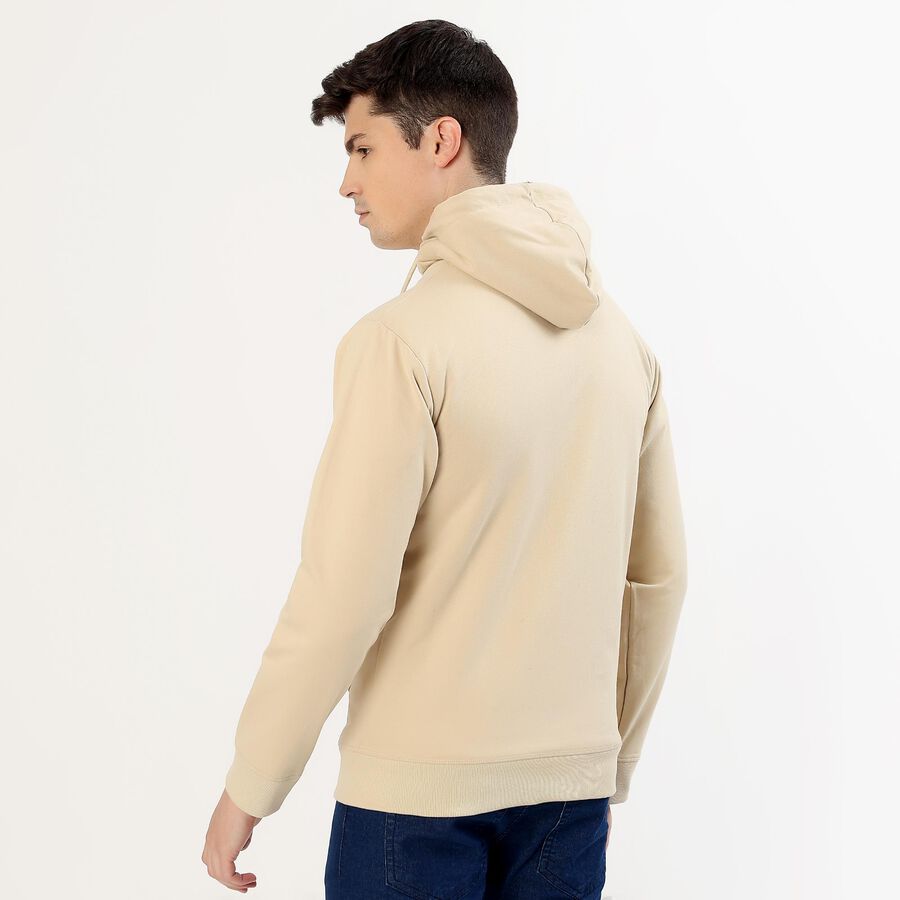 Men's Light Beige Hooded Casual Sweatshirt, गहरा पीला, large image number null