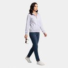 Women Light Blue High Neck Zip-Up Sweatshirt, Light Blue, small