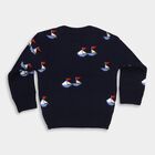 Infants' Deep Midnight Navy Blue Round Neck Casual Pullover, Navy Blue, small image number null