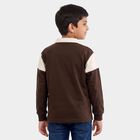 Boys' Brown Polo Neck Graphic Sweatshirt, Brown, small
