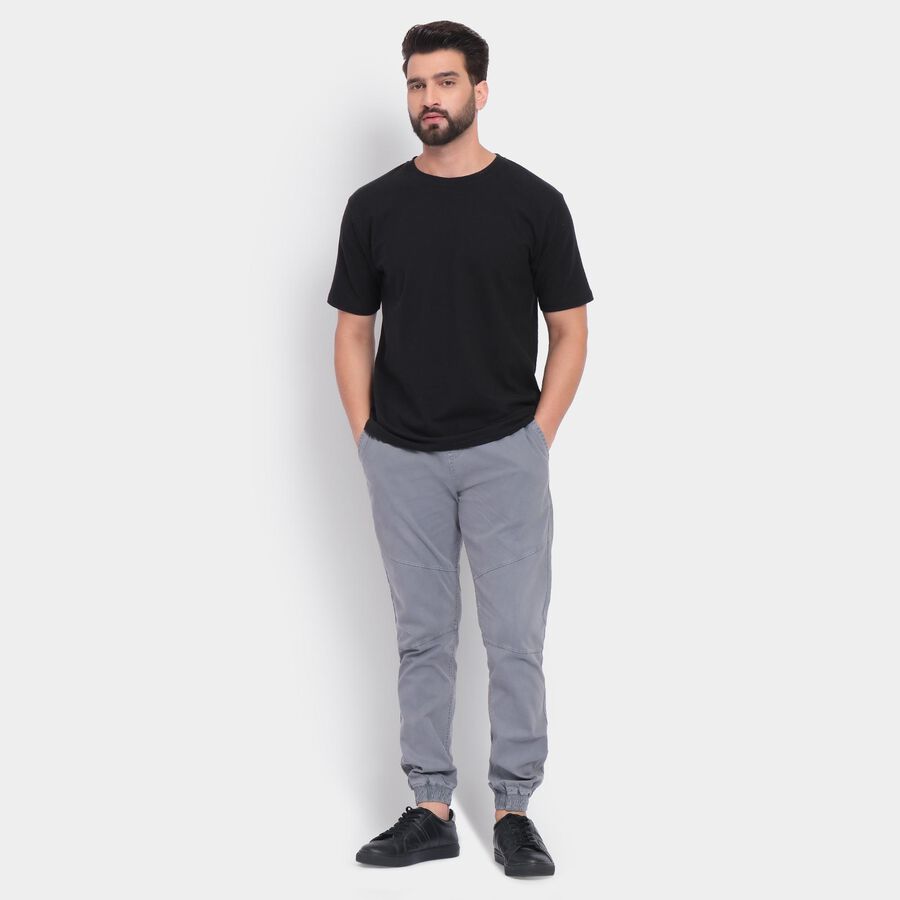 Men's Slim Fit Casual Trousers, Light Grey, large image number null