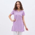 Ladies' Soft Lavender Purple Notch Neck Printed Kurti, Lilac, small