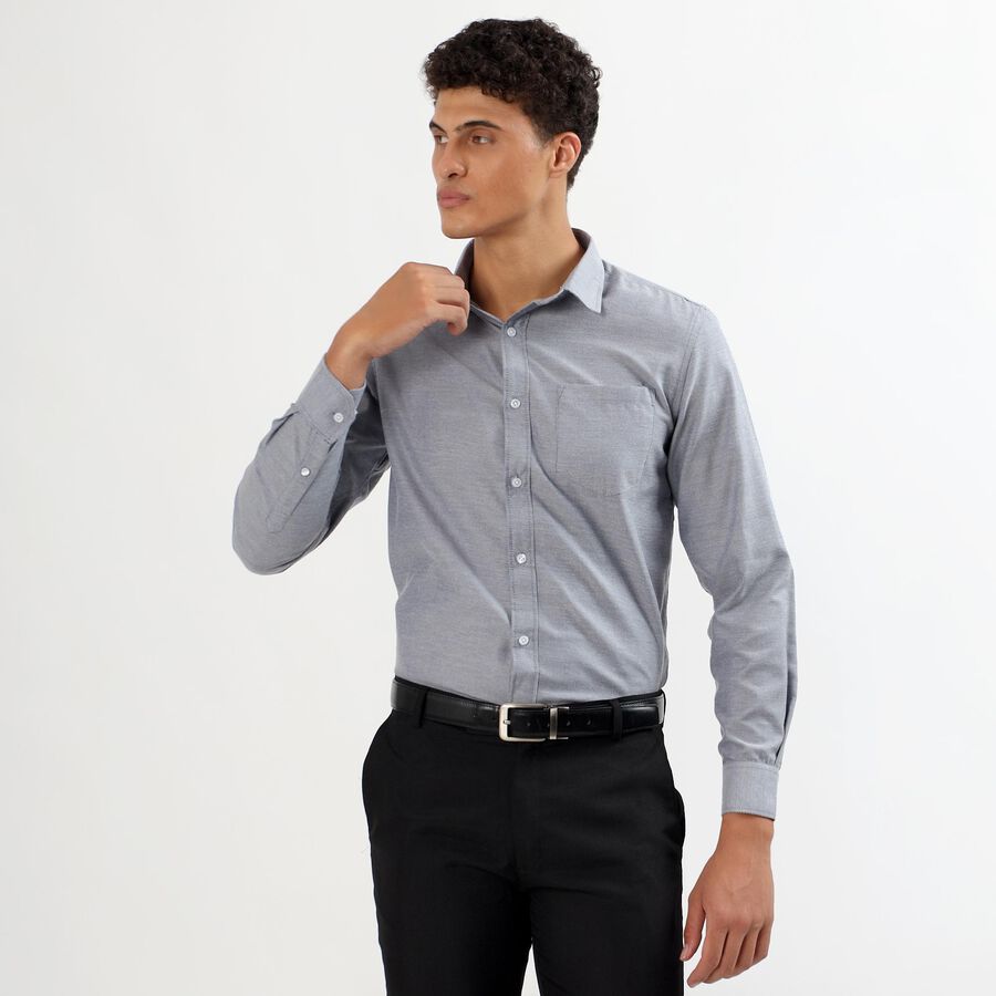 Men's Grey Classic Formal Shirt, नेवी ब्लू, large image number null