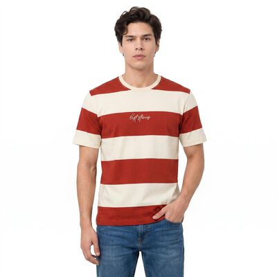 Men's Orange Round Neck Regular T-Shirt