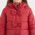 Girls Red Hooded Puffer Jacket, Wine, small