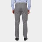 Men's Light Grey Slim Fit Flat-Front Casual Trousers, Light Grey, small