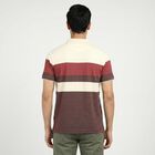 Men's Wine Cotton Collared Neck Casual T-Shirt, Wine, small