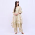 Women's Soft Ivory Round Neck Embroidered Anarkali Kurta, Beige, small image number null