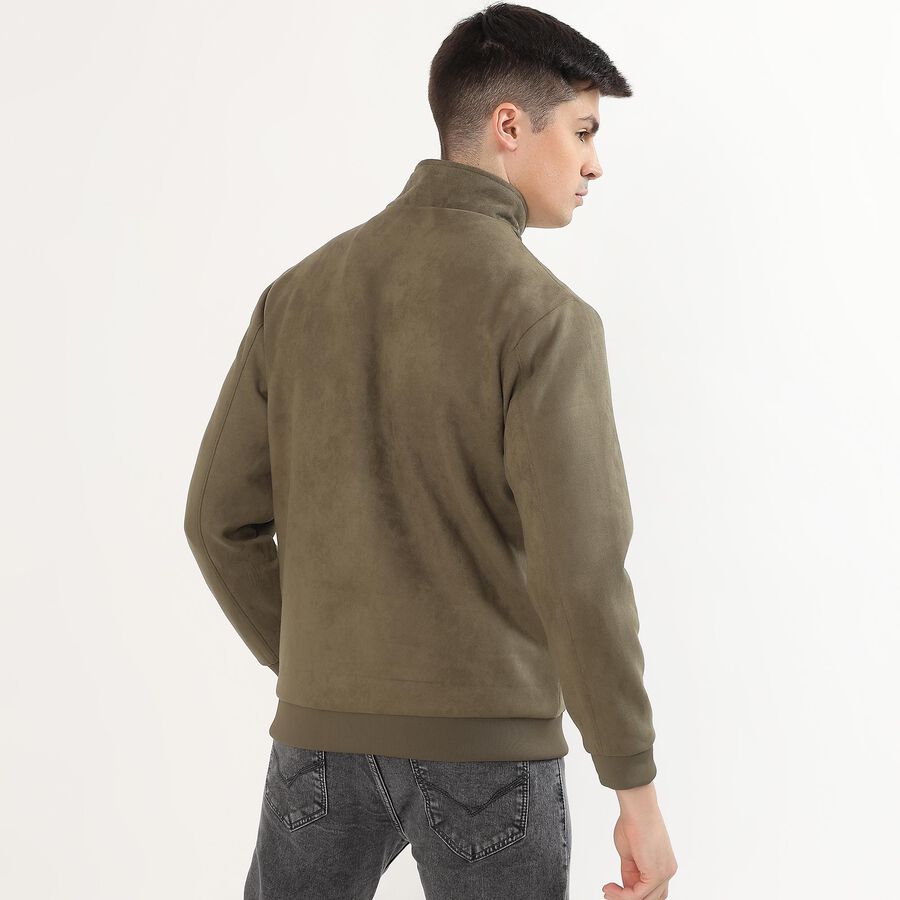 Men's Muted Olive High Neck Casual Jacket, ओलिव, large image number null