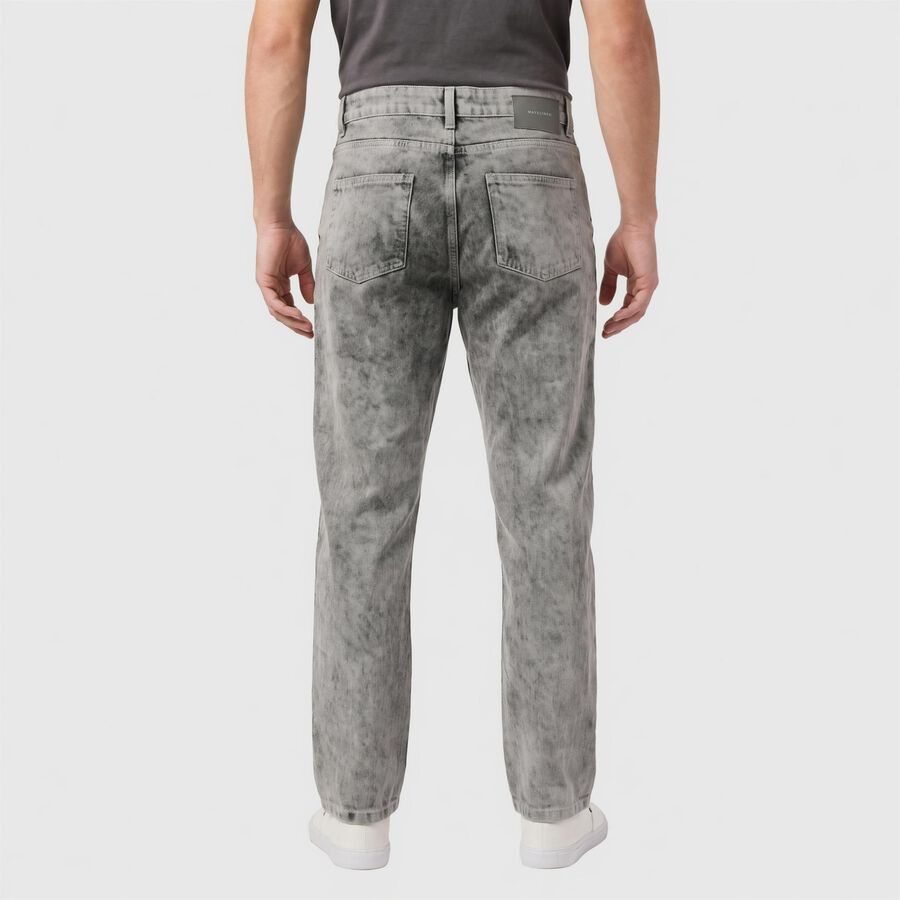 Men's Grey Straight Fit Washed Jeans, Light Grey, large