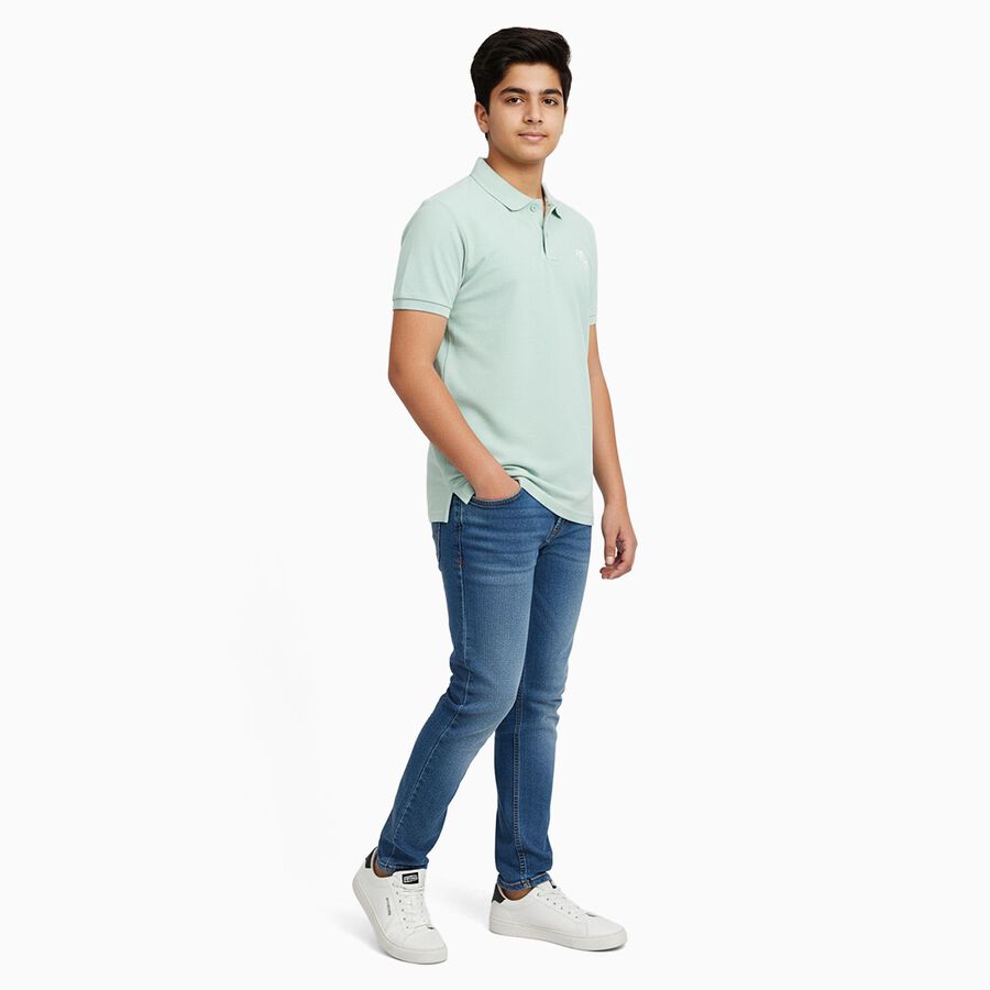 Boys' Half Sleeves T-Shirt, Light Green, large