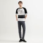 Men's Black and White Round Neck Casual Printed T-Shirt, Black, small image number null