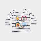 Infants' White Cotton Round Neck Regular T-Shirt, White, small