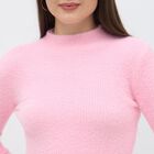Women's Light Pink Crew Neck Slim Fit Pullover, हल्का गुलाबी, small image number null