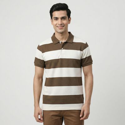 Men's Brown Polo Neck Classic T-Shirt