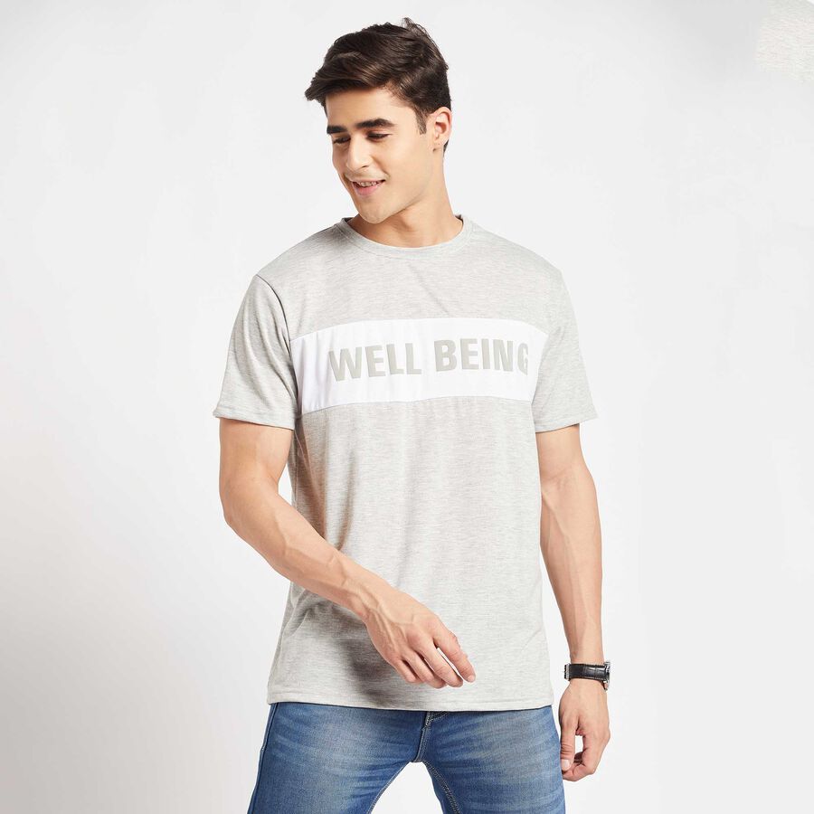 Round Neck T-Shirt, Melange Light Grey, large image number null