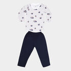 Infants Cotton Printed Baba Suit, White, small image number null