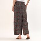 Women's Black Wide-Leg Smocked Printed Palazzos, काला, small