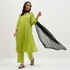 Women's Jet Black Net Plain Dupatta, काला, small image number null