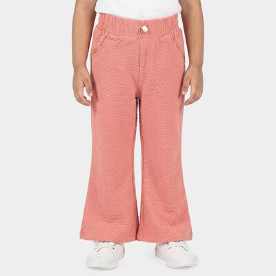 Girls Pink Wide Leg Textured Trousers