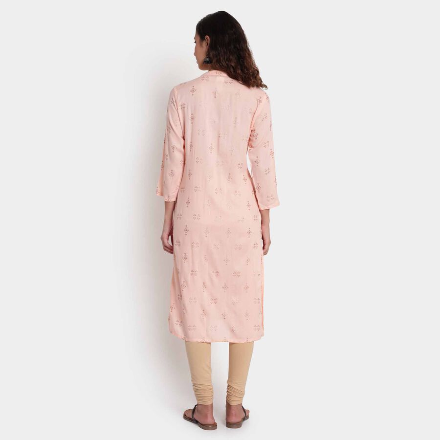 3/4Th Sleeves Flared Kurta, Peach, large image number null