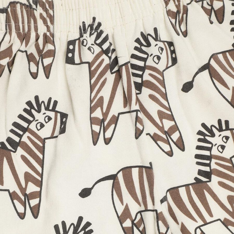 Boys' Off White Round Neck Zebra Printed Baba Suit, Off White, large image number null