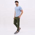 Men's Olive Green Slim Fit Side-Striped Track Pants, ओलिव, small image number null