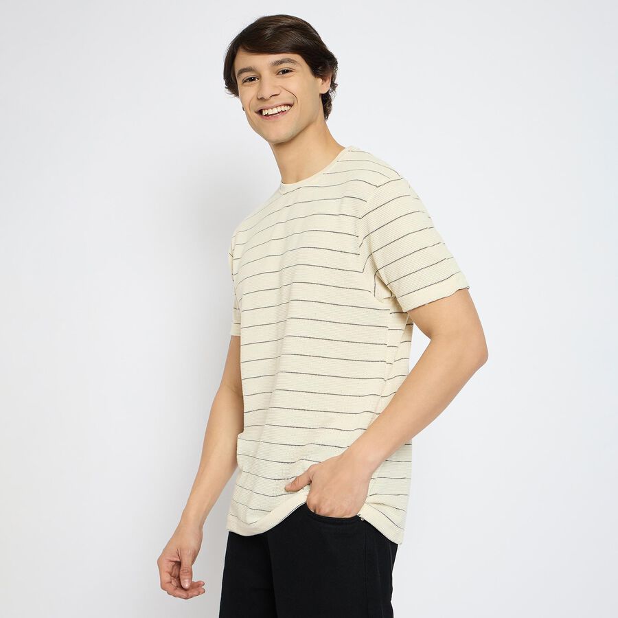 Men's Round Neck Half Sleeves T-Shirt , Off White, large image number null