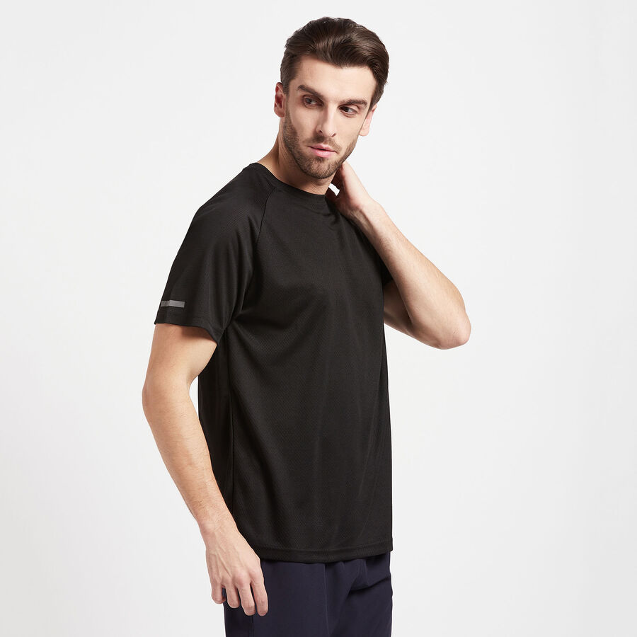 Solid Round Neck T-Shirt, Black, large image number null