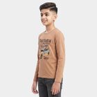 Boys Brown Crew Neck Regular T-Shirt, Brown, small