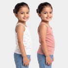 Girls Pink Cotton Sleeveless Straight Neck Vest, गुलाबी, small