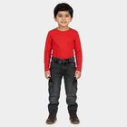 Boys' Dark Grey Regular Fit Solid Jeans, गहरा ग्रे, small